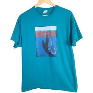 Bigger Whale Jaws Movie Parody Jonah T Shirt Teal Blue Large